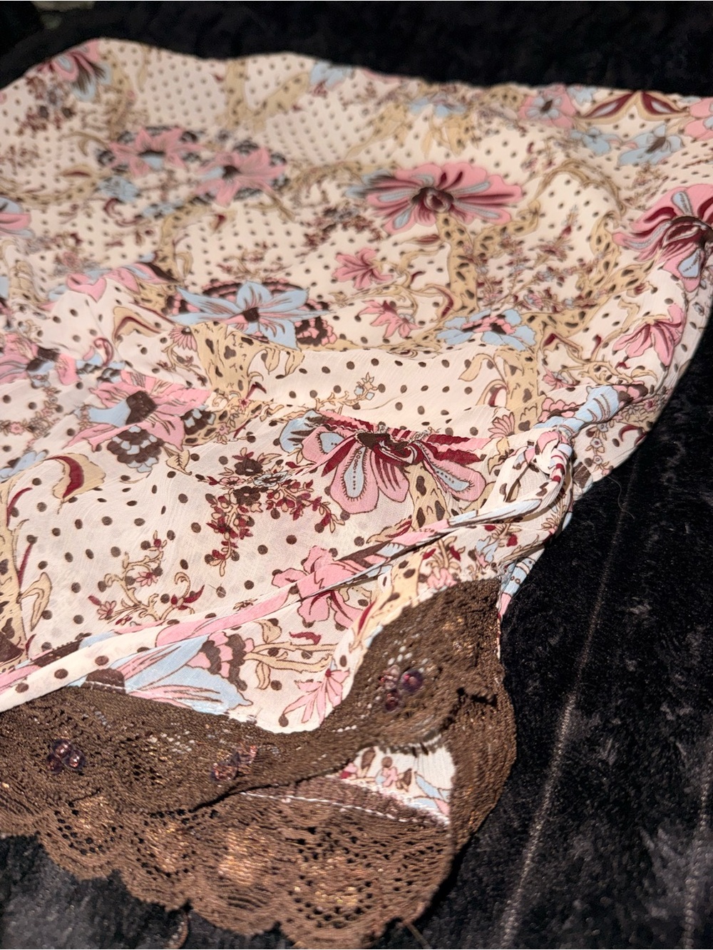 XOXO Floral Strapless Camisole Y2K vintage coquette in Pink, Blue & Brown - Picture 4 of 5